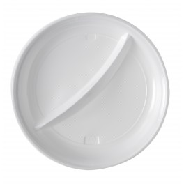 ASSIETTES PLASTIQUE 2 COMPARTIMENTS Ø 22CM (x50)