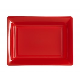 ASSIETTE RECTANGLE ROUGE 20X15CM