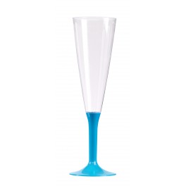 FLUTES CHAMPAGNE - PIED TURQUOISE (X10)